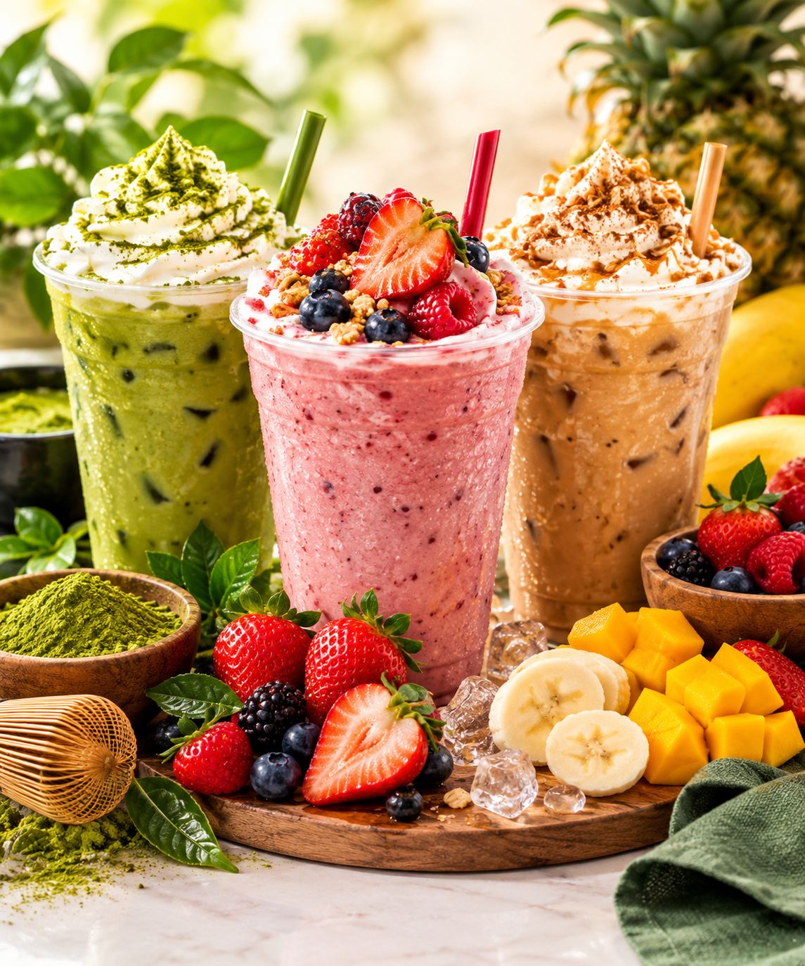 Bebidas con Fruta y Matcha